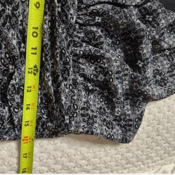 Evan-Picone Black White Patterned Halter Neck Dress Ruched Waist Size 12 - Picture 7 of 10